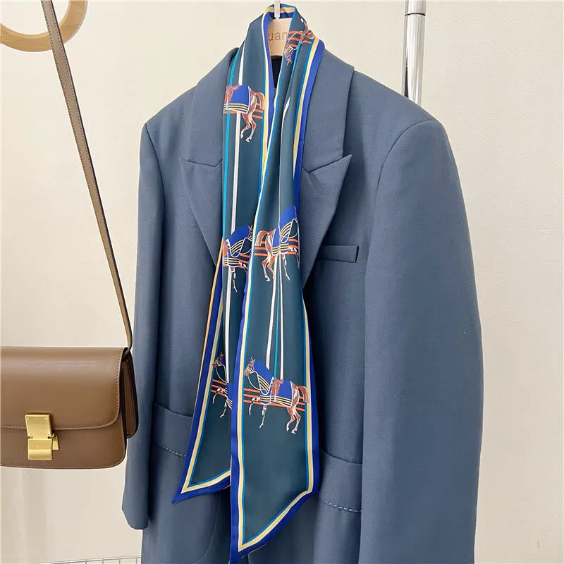 Women's Silky Printed Skinny Scarf