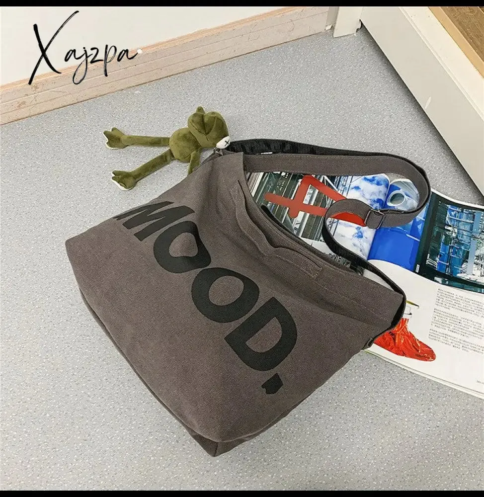 Xajzpa - Canvas Women Messenger Bag Female Art Vintage Big Shoulder Satchels Harajuku Fashion Hip Hop Large Student Crossbody School Bag