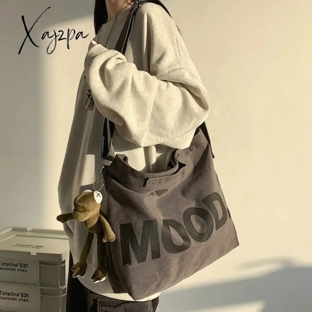 Xajzpa - Canvas Women Messenger Bag Female Art Vintage Big Shoulder Satchels Harajuku Fashion Hip Hop Large Student Crossbody School Bag