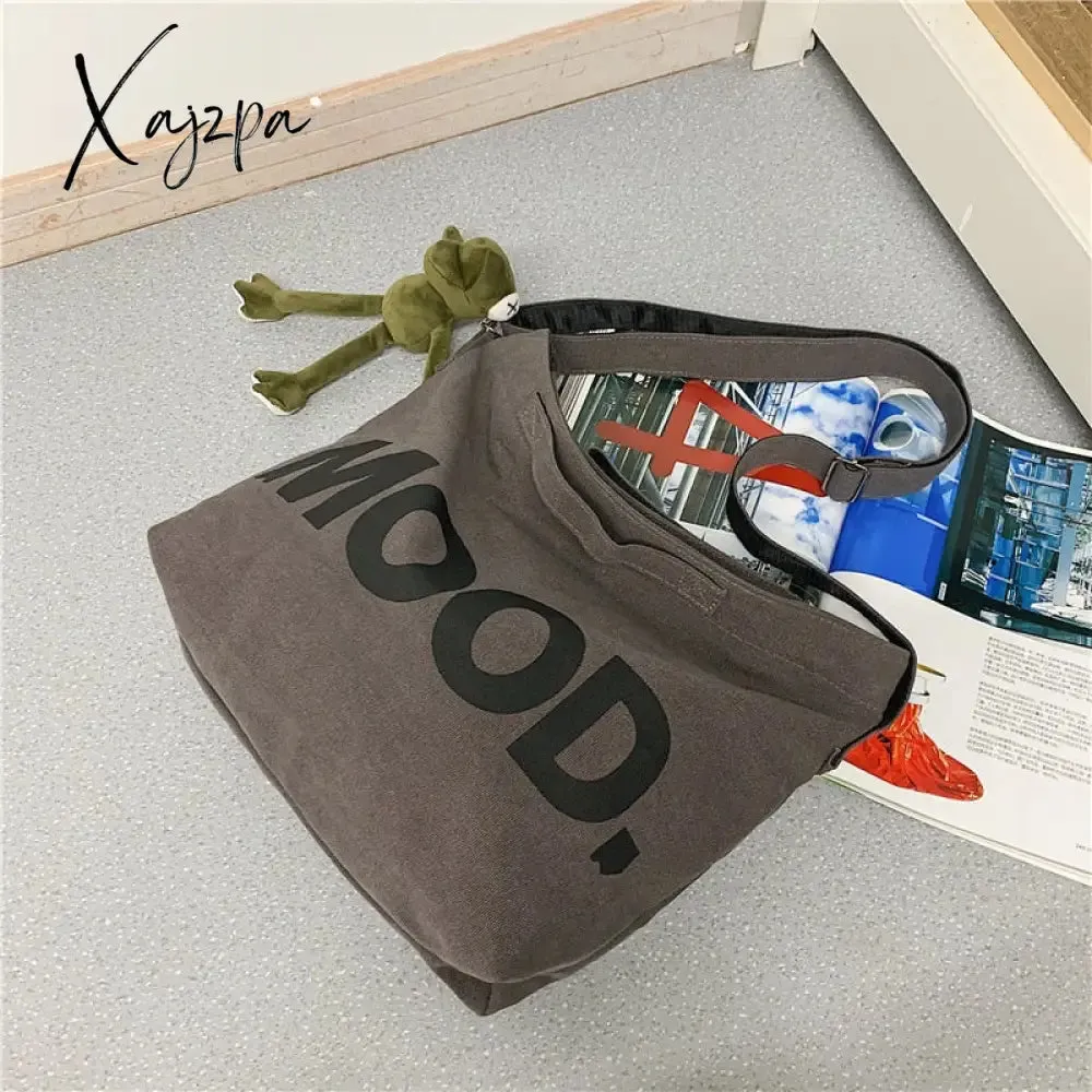 Xajzpa - Canvas Women Messenger Bag Female Art Vintage Big Shoulder Satchels Harajuku Fashion Hip Hop Large Student Crossbody School Bag