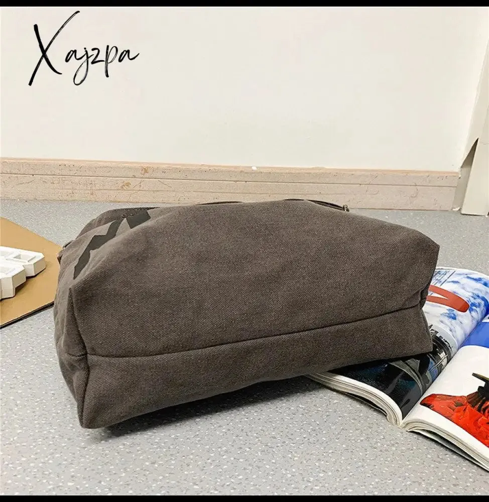 Xajzpa - Canvas Women Messenger Bag Female Art Vintage Big Shoulder Satchels Harajuku Fashion Hip Hop Large Student Crossbody School Bag