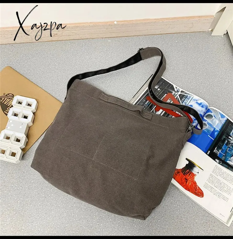 Xajzpa - Canvas Women Messenger Bag Female Art Vintage Big Shoulder Satchels Harajuku Fashion Hip Hop Large Student Crossbody School Bag