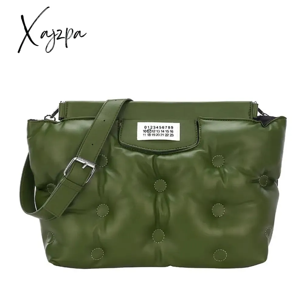 Xajzpa - Casual Space Padded Pillow Bag Designer Women Shoulder Bags Luxury Soft Pu Leather Crossbody Messenger Bag Large Tote Handbags