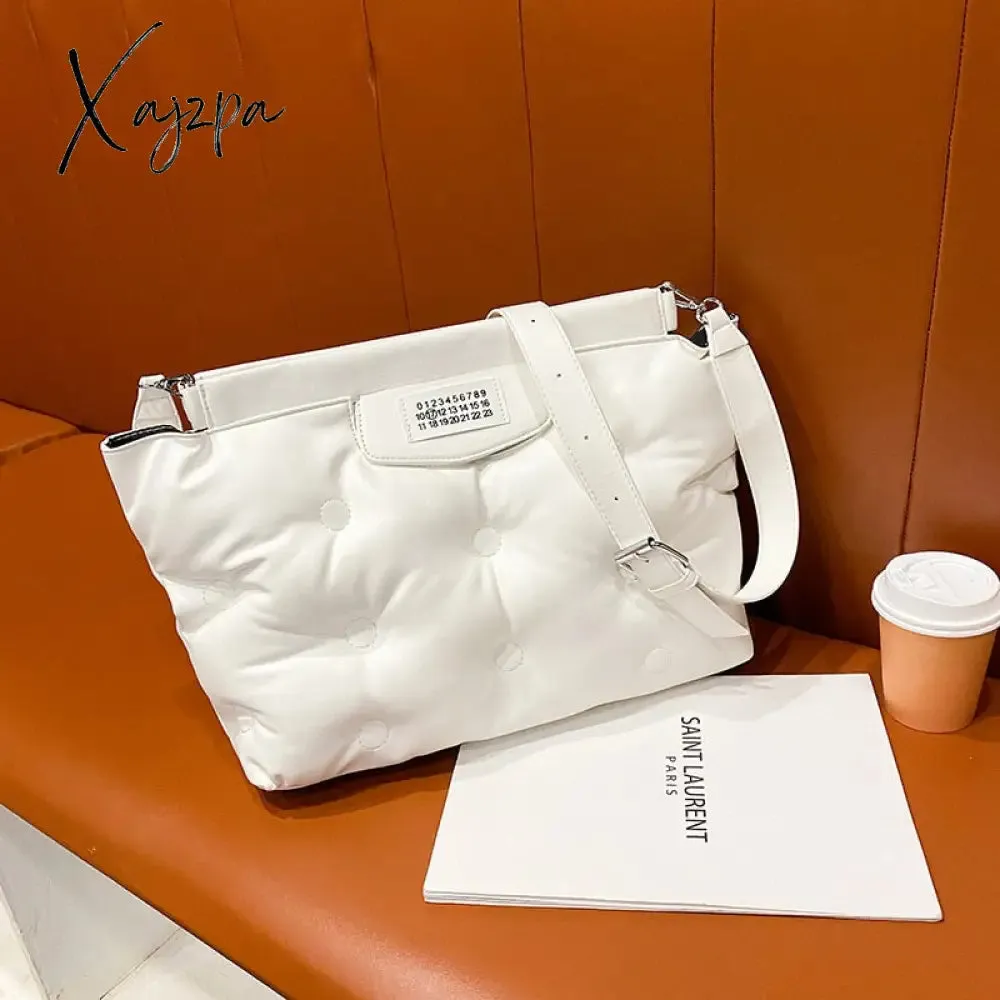 Xajzpa - Casual Space Padded Pillow Bag Designer Women Shoulder Bags Luxury Soft Pu Leather Crossbody Messenger Bag Large Tote Handbags