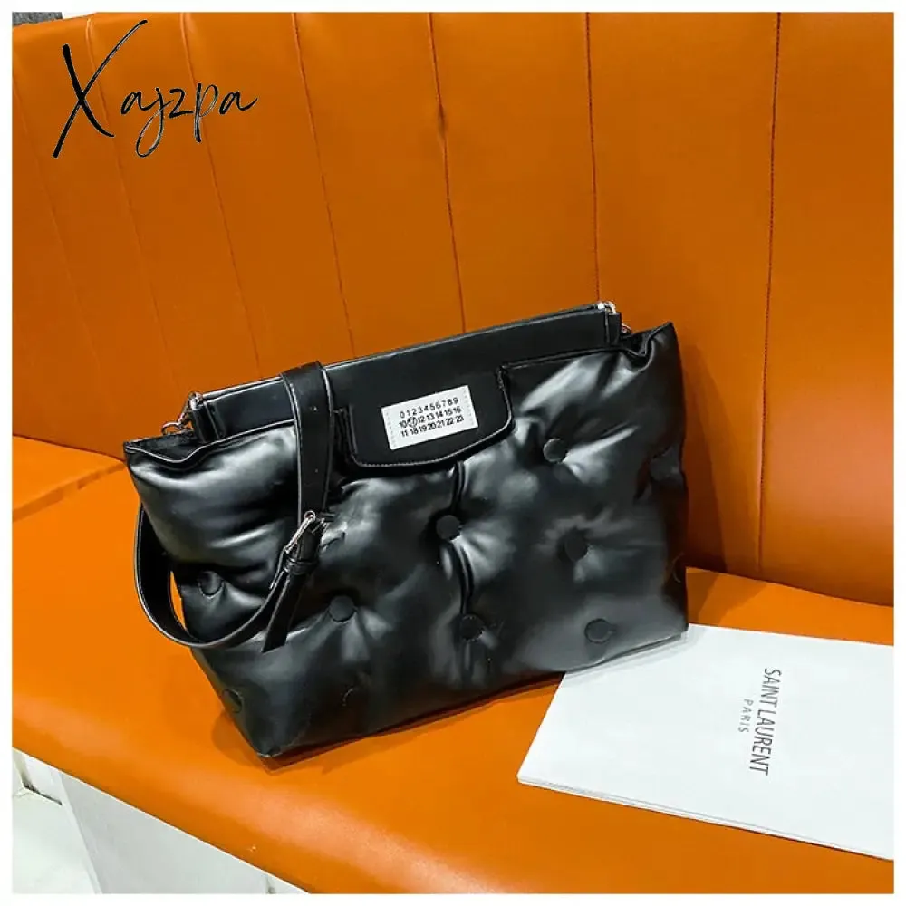 Xajzpa - Casual Space Padded Pillow Bag Designer Women Shoulder Bags Luxury Soft Pu Leather Crossbody Messenger Bag Large Tote Handbags