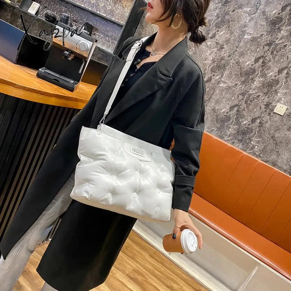 Xajzpa - Casual Space Padded Pillow Bag Designer Women Shoulder Bags Luxury Soft Pu Leather Crossbody Messenger Bag Large Tote Handbags