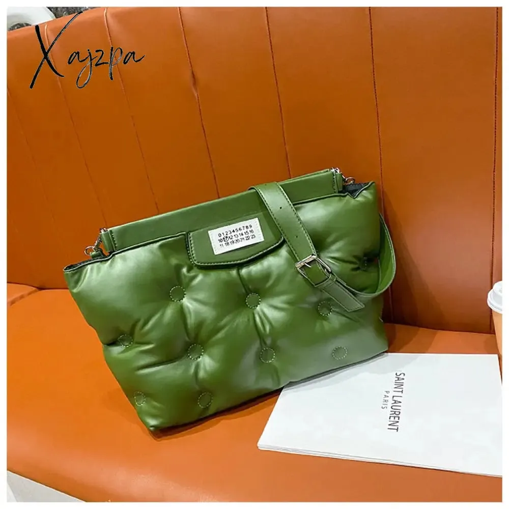 Xajzpa - Casual Space Padded Pillow Bag Designer Women Shoulder Bags Luxury Soft Pu Leather Crossbody Messenger Bag Large Tote Handbags