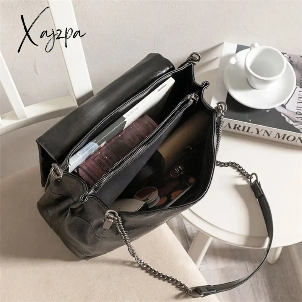 Xajzpa - High Quality Women Pu Leather Shoulder Bag Fashion Designer Ladies Messenger Bags New Luxury Female Large Capacity Crossbody Bag