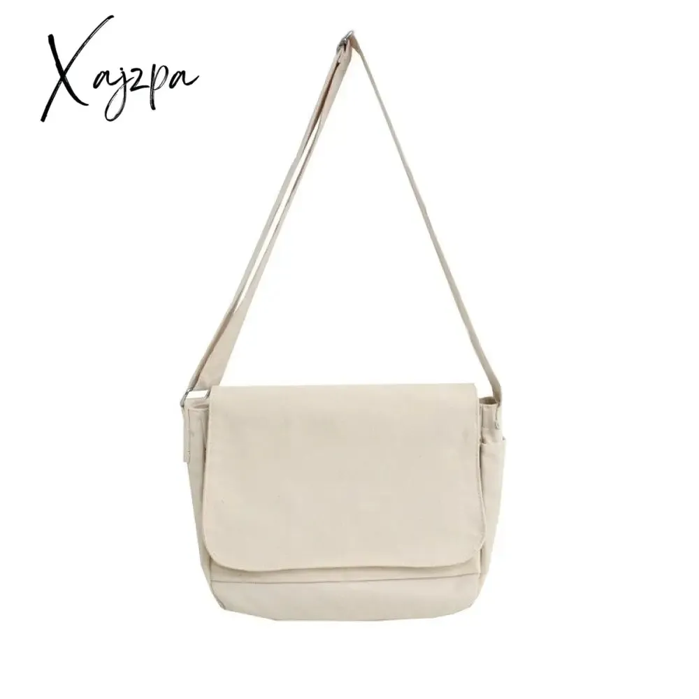 Xajzpa - Japanese Canvas Shoulder Crossbody Bag for Women Cotton Cloth Student Satchels Unisex Cross Body Large Woman Messenger Bags