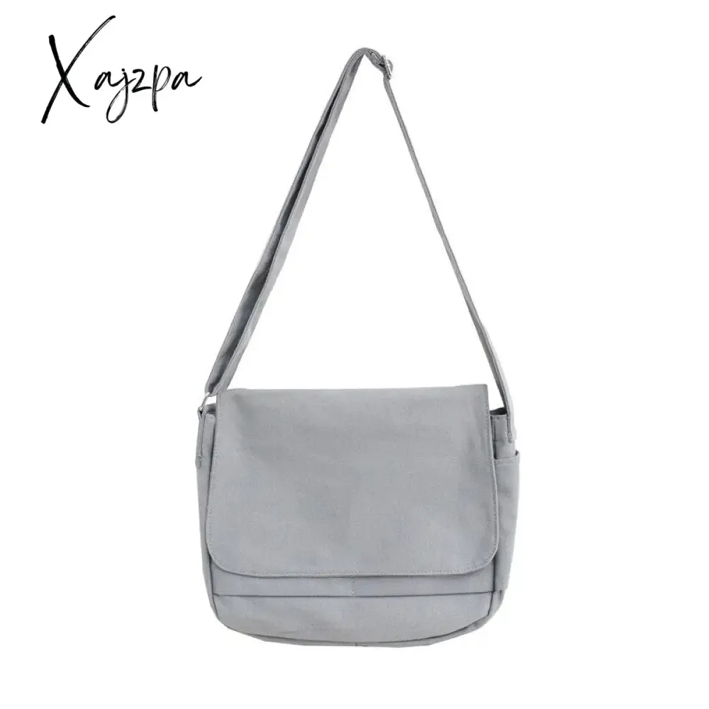 Xajzpa - Japanese Canvas Shoulder Crossbody Bag for Women Cotton Cloth Student Satchels Unisex Cross Body Large Woman Messenger Bags