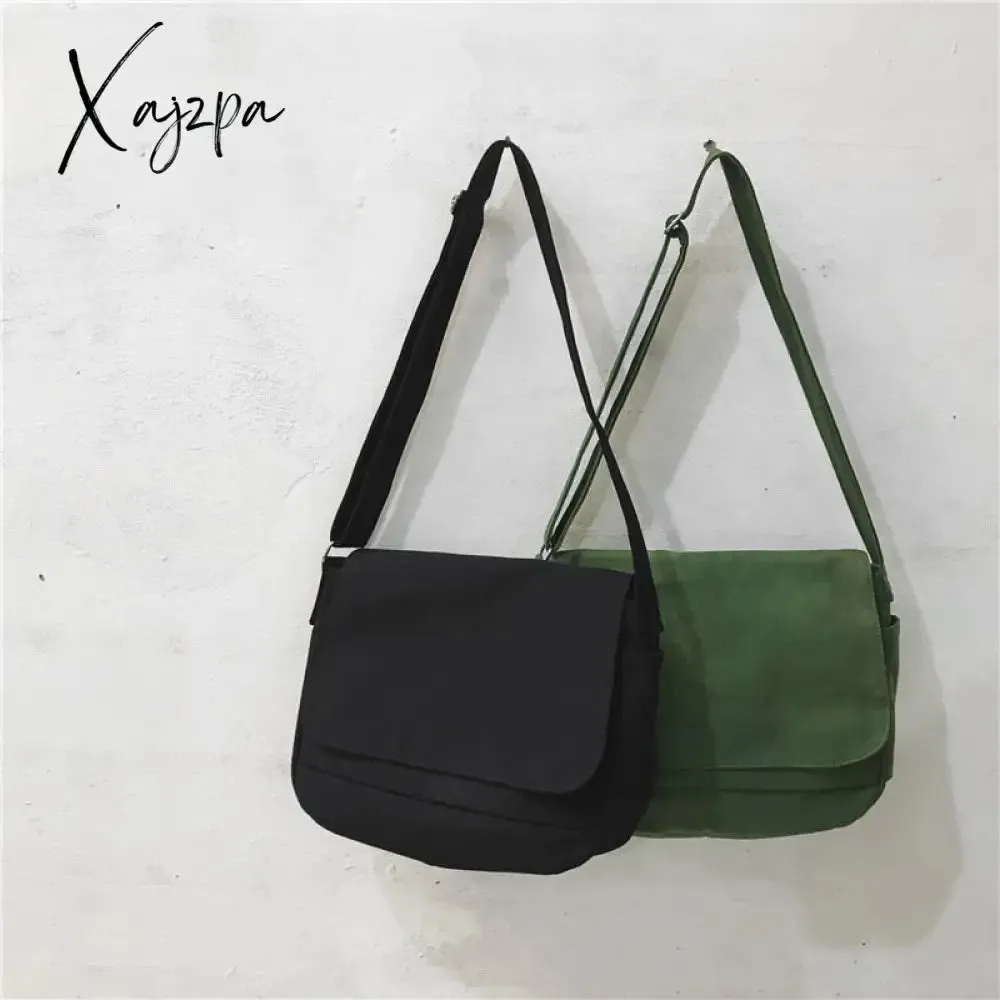 Xajzpa - Japanese Canvas Shoulder Crossbody Bag for Women Cotton Cloth Student Satchels Unisex Cross Body Large Woman Messenger Bags